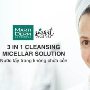 Nước tẩy trang không chứa cồn MartiDerm 3 in 1 Cleansing Micellar Solution